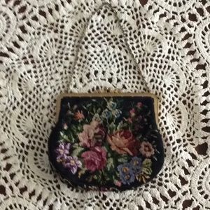 Vintage ladies cross stitch evening purse